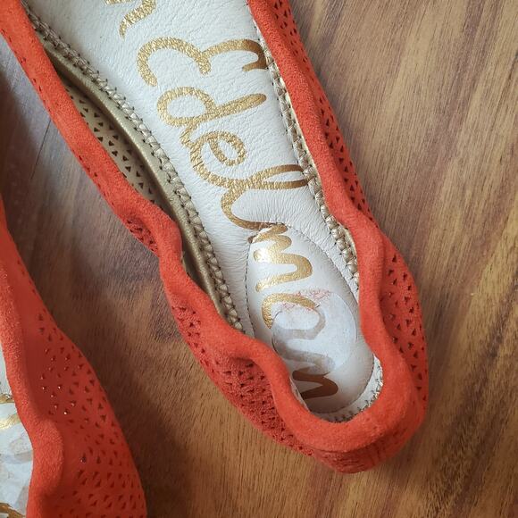 Sam Edelman Felicia Coral Red Laser Cut Out Ballet Flats Women's Size 6 - Picture 7 of 16